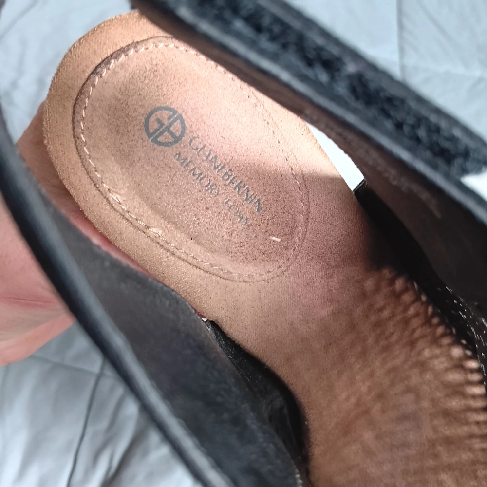 Giani Bernini Black And Tan Sz 9.5 Memory Foam Women's Peep-Toe Ankle Heels - Picture 9 of 11